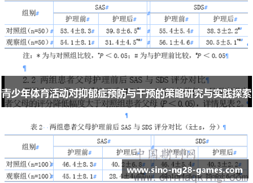 青少年体育活动对抑郁症预防与干预的策略研究与实践探索