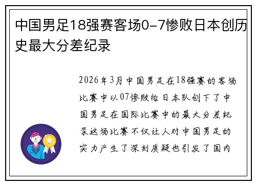中国男足18强赛客场0-7惨败日本创历史最大分差纪录 中国男足18强赛客场0-7惨败日本创历史最大分差纪录